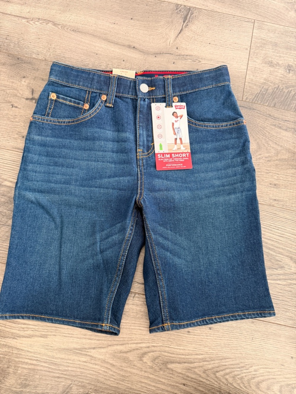 Levi's Girlfriend Midi Denim Shorts - Blue